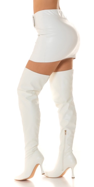 leatherlook skirt with zip White